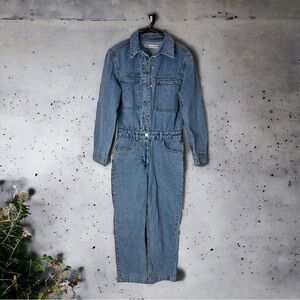 Zara LONG SLEEVE DENIM JUMPSUIT Medium